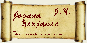 Jovana Mirjanić vizit kartica